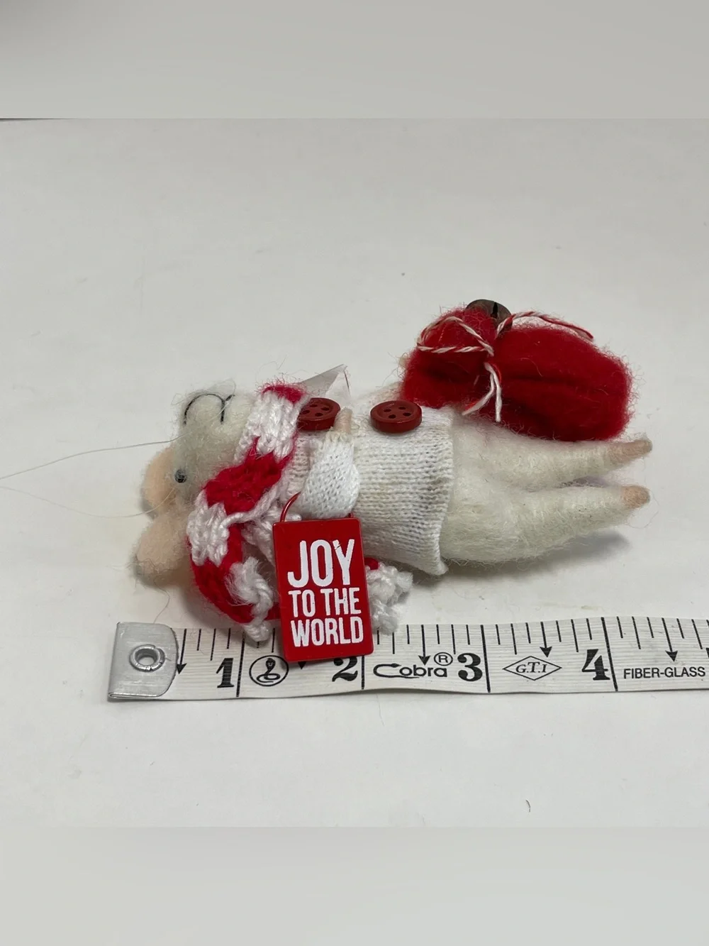 Primitives By Kathy Felt Mouse Ornament “Joy To The World” Sign, Scarf, Sweater